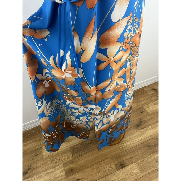 Nani of Hawaii Women's 11 Hawaiian Maxi Dress Blue Brown Floral Muumuu Shift - Picture 10 of 12